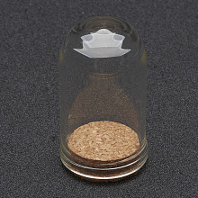 Honeyhandy Glass Dome Cloche Cover, Bell Jar, with Cork Base, For Doll House Container, Dried Flower Display Decoration, Clear, 44.5x25mm, Capactiy: about 9ml(0.3 fl. oz)