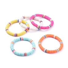 Honeyhandy Kids Bracelets, Handmade Polymer Clay Heishi Beads Stretch Bracelets, Mixed Color,  Inner Diameter: 1-7/8 inch(4.8cm)