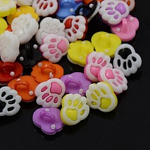 Honeyhandy Acrylic Shank Buttons, 1-Hole, Dyed, Palm, Mixed Color, 13x12x4mm, Hole: 3mm