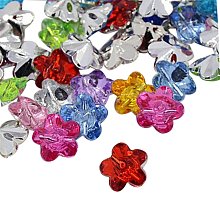 NBEADS 288 Pcs Acrylic Rhinestone Buttons, 1-Hole, Faceted, Flower, Mixed Color, 12x12x6mm, Hole: 1mm