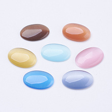 Honeyhandy Cat Eye Cabochons, Oval, Mixed Color, 18x13x2.5~3.5mm