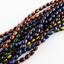 Arricraft Spray Painted Rice Glass Bead Strands, Mixed Color, 11x8mm, Hole: 1.5mm, about: 74pcs/strand, 31.6 inches