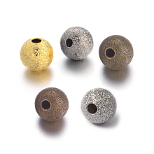 Honeyhandy Brass Textured Beads, Nickel Free, Round, Mixed Color, 6mm