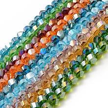 Honeyhandy Electroplate Glass Beads Strands, AB Color Plated, Faceted, Twist, Mixed Color, 10x10x9mm, Hole: 2mm