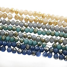 NBEADS 10 Strands Half Plated Imitation Jade Faceted Abacus Mixed Color Glass Bead Strands with 6x4mm,Hole: 1.5mm,about 100pcs/strand