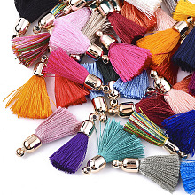 Honeyhandy Polyester Tassel Pendant Decorations, with CCB Plastic Findings, Light Gold, Mixed Color, 25~30x6mm, Hole: 1.5mm