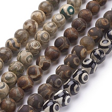 NBEADS Natural Agate Beads Strands, Dyed,  Round, Mixed Color, 8mm in diameter, Hole: 1mm