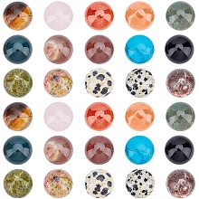 Arricraft 100 Pcs 12mm Natural Mixed Stone Cabochons, Flatback Semi-Precious Stones, Half Round Cabochons for Jewelry Making DIY Mosaic Tiles Craft