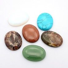 Honeyhandy Gemstone Cabochons, Oval, Mixed Stone, 40x30x7~9mm