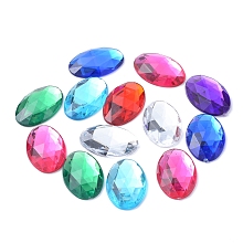 Honeyhandy Imitation Taiwan Acrylic Rhinestone Cabochons, Faceted, Flat Back Oval, Mixed Color, 30x20x5mm, about 100pcs/bag