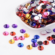 Honeyhandy Imitation Taiwan Acrylic Rhinestone Flat Back Cabochons, Faceted, Half Round/Dome, Mixed Color, 10x3.5mm, 1000pcs/bag