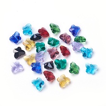 Honeyhandy Transparent Glass Beads, Faceted, Butterfly, Mixed Color, 8x10x5.5mm, Hole: 1mm