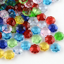 Honeyhandy Flower Transparent Glass Beads, Marguerite Beads, Faceted, Mixed Color, 9.5~10x4mm, Hole: 1mm