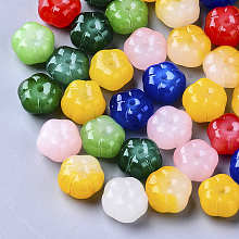 Honeyhandy Imitation Jade Glass Beads, Flower, Mixed Color, 9.5x9.5x6.5mm, Hole: 1.2mm