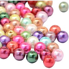 Pandahall Elite About 227 Pieces 12mm Tiny Satin Luster Glass Pearl Beads Painted Round Spacer Bead for Jewelry Making Mixed Colors