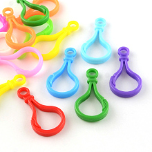 Honeyhandy Opaque Solid Color Bulb Shaped Plastic Push Gate Snap Keychain Clasp Findings, Mixed Color, 51x25x5.5mm, Hole: 6mm