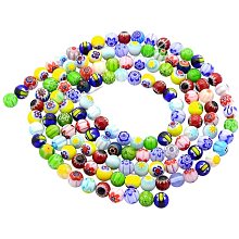 Pandahall Elite 5 Strands 6mm Millefiori Lampwork Glass Beads Round Spacer Bead for Jewelry Making 16" (335pcs)