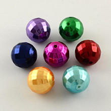 Honeyhandy ABS Plastic Imitation Pearl Faceted Round Beads, Mixed Color, 20mm, Hole: 2.5mm, about 122pcs/500g