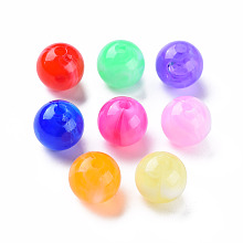 Honeyhandy Acrylic Beads, Imitation Gemstone, Round, Mixed Color, 8mm, Hole: 1.8mm, about 2000pcs/500g