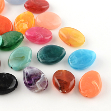 Honeyhandy Teardrop Imitation Gemstone Acrylic Beads, Mixed Color, 25x19x9mm, Hole: 2mm, about 180pcs/500g