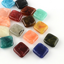 Honeyhandy Rhombus Imitation Gemstone Acrylic Beads, Mixed Color, 30x26x8mm, Hole: 2mm, about 130pcs/500g