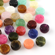 Honeyhandy Flat Round Imitation Gemstone Acrylic Beads, Mixed Color, 14x7mm, Hole: 1.5mm, about 470pcs/500g