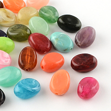 Honeyhandy Oval Imitation Gemstone Acrylic Beads, Mixed Color, 18x13x9.5mm, Hole: 2mm, about 310pcs/500g