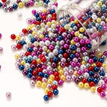 Arricraft Imitation Pearl Acrylic Beads, No Hole, Round, Mixed Color, 3mm, about 10000pcs/bag