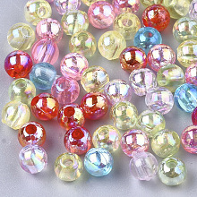 Honeyhandy Transparent Plastic Beads, AB Color Plated, Round, Mixed Color, 6mm, Hole: 1.6mm, 4500pcs/500g