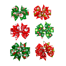 ArricraftChristmas Grosgrain Alligator Hair Clips, with Iron Alligator Clips, Bowknot, Mixed Color, 80x55mm