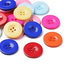 Honeyhandy Resin Buttons, Dyed, Flat Round, Mixed Color, 25x3mm