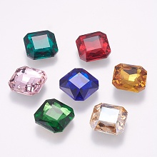 Honeyhandy Pointed Back Glass Rhinestone Cabochons, Faceted, Back Plated, Square, Mixed Color, 18x18x6mm