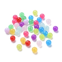 Honeyhandy Imitation Jade Acrylic Beads, Round, Mixed Color, 10mm, Hole: 2mm, about 833pcs/500g