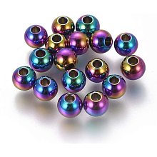 UNICRAFTALE 20pcs Round Beads Stainless Steel Loose Spacers Beads Multi-Color 2mm Hole Charm Finding Beads for Bracelet Necklace Jewelry Making, 5.7x5mm