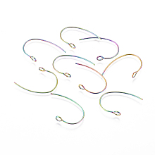 Honeyhandy Ion Plating(IP) 304 Stainless Steel Earring Hooks, with Vertical Loop, Rainbow Color, 24x16x1mm, Hole: 2.5mm, 21 Gauge, Pin: 0.7mm