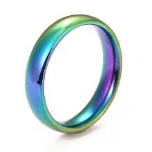 Honeyhandy 304 Stainless Steel Flat Plain Band Rings, Rainbow Color, Size 5~12, Inner Diameter: 15~22mm, 4mm