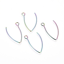 Honeyhandy Ion Plating(IP) 304 Stainless Steel Earring Hooks, with Horizontal Loop, Rainbow Color, 26x15.5mm, Hole: 2.5mm, Pin: 0.8mm