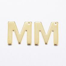 Honeyhandy 304 Stainless Steel Charms, Letter, Initial Charms, Letter.M, 11x6~12x0.8mm, Hole: 1mm