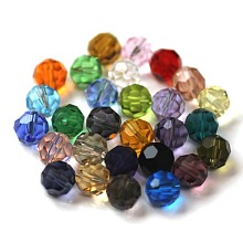 Arricraft Imitation Austrian Crystal Beads, Grade AAA, Faceted, Round, Mixed Color, 6mm, Hole: 0.7~0.9mm