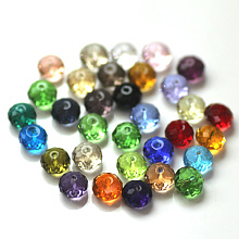 Honeyhandy Imitation Austrian Crystal Beads, Grade AAA, Faceted, Rondelle, Mixed Color, 6x4mm, Hole: 0.7~0.9mm