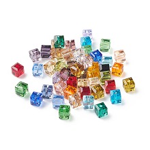 Honeyhandy Imitation Austrian Crystal Beads, Grade AAA, Faceted, Cube, Mixed Color, 5~5.5x5~5.5x5~5.5mm(size within the error range of 0.5~1mm), Hole: 0.7~0.9mm