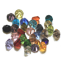 Honeyhandy Imitation Austrian Crystal Beads, Grade AAA, Faceted, Diamond, Mixed Color, 6x4mm, Hole: 0.7~0.9mm