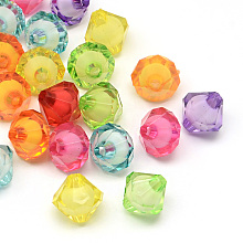 Honeyhandy Faceted Transparent Bicone Acrylic Beads, Bead in Bead, Mixed Color, 8~9x7~8mm, Hole: 2.5mm, about 2300pcs/500g