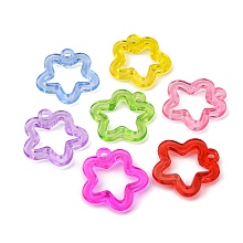 Honeyhandy Transparent Acrylic Pendants, Flower, Mixed Color, 32x29x4mm, Hole: 3mm, about 340pcs/500g