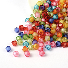 Honeyhandy Transparent Acrylic Beads, Bead in Bead, Bicone, Mixed Color, 8x8x8mm, Hole: 2mm, about 2300pcs/500g