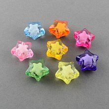 Honeyhandy Transparent Acrylic Beads, Bead in Bead, Star, Mixed Color, 34x35x13mm, Hole: 3mm, about 60pcs/500g