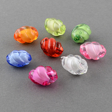 Honeyhandy Transparent Acrylic Beads, Bead in Bead, Twist Oval, Mixed Color, 14x9mm, Hole: 2mm, about 860pcs/500g