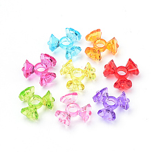 Honeyhandy Transparent Acrylic Beads, Flower, Mixed Color, 19x20x10mm, Hole: 5.2mm, about 540pcs/500g