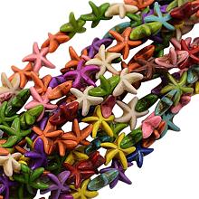 NBEADS 20 Strands of Starfish Gemstone Beads, Synthetically Turquoise, Mixed Color, 14x14x5mm, About 41pcs/Strand