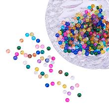 Pandahal 400pcs 4mm Round Crackle Glass Beads, Mixed Color, Hole: 1.1~1.3mm